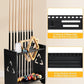 Pool Stick Holder Floor Stand- Billiards Pool Cue Rack Oak Solid Wooden Holds 9 Cues and Pool Table Accessories Organizer with Chalk Cone Holder for Game Room Club or Men Cave