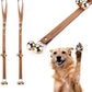 Leather Dog Doorbells for Door Knob/Potty Training/Go Outside, Length Adjustment Copper Dog Bell, Housetraining Hanging Bell, Brown Leather Golden Bells - 2 Pack