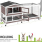 GUTINNEEN Rabbit Hutch with Chew-Resistant Ramp Indoor Bunny Cage Outdoor Guinea Pig Cage with Wheels and Leakproof Tray