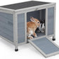 COZIWOW 24inches Wooden Catio Outdoor Cat House Small Animal House，Rabbit Hutch Indoor，Stable Weatherproof Bunny Cage Pet Shelter for Small Cat Dog Rabbit Guinea Pig (Grey)