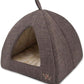 Best Pet Supplies Pet Tent-Soft Bed for Dog and Cat Brown Linen, 16" x 16" x H:14"