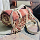 Picnic Blanket Extra Large Waterproof with Strap 59"x79" - Machine Washable Tassels Faux Wool Cashmere for Park, Grass, Camping, Hiking, Concerts (Latte with white shoulder strap, 59"X79")