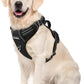 Funfox Dog Harness No Pull, Adjustable Dog Vest Harness Super Soft, 2 Leash Clips Anti Pull, Vertical Handle Easy to Control, Reflective Night Walking for Large Breed, Black, L