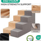 Made4Pets Dog Stairs for Small Dogs, Extra Wide Dog Steps for Bed Couch Sofa and Chair, 35D Foam Pet Steps for Small Dogs and Cats, Non-Slip Bottom Pet Stairs, Tan, 3 Steps