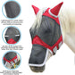 Horse Fly Mask with Ears & Long Nose Cover | Forelock Opening for Tangle-Free Mane Care | UV Protection & Breathable Mesh | No Rub Fit and Enhanced Visbility for Trail Riding Red Full