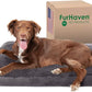 Furhaven Cooling Gel Dog Bed for Large/Medium Dogs w/ Removable Bolsters & Washable Cover, For Dogs Up to 55 lbs - Plush & Velvet L Shaped Chaise - Platinum Gray, Large