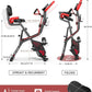 pooboo Folding Exercise Bike, Foldable Upright Stationary Bike, Indoor Cycling Magnetic X-Bike with 8-Level Adjustable Resistance, 6.6 LBS Flywheel, 300LB Capacity, Bottle Holder & Back Support Cushion for Home Gym