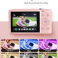 SOOMFON Digital Camera - Max 72MP Point and Shoot Kids Cameras with 16X Zoom, 32G TF Card, 2 Batteries and Card Reader, Compact Pink Digital Camera for Kids Teens Beginners