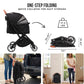 Pet Stroller for Small Medium Dogs Cats Up to 45 lbs, Travel Lite Collapsible, All Terrain 4 Wheels for Jogging, Running, Black