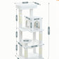White Cat Tree for Indoor Cats, 45.7" Multi-Level Cat Tower with Large Metal Frame Hammock, Cat Condo with 4 Scratching Posts and Top Perch, White