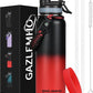 40 oz Insulated Water Bottle with Straw& Spout 2-in-1 Lid, Triple Wall Vacuum Stainless Steel Cold 48H, Leak Proof Sports Metal Flask Jug with Paracord Handle, Black Red