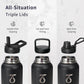Trebo 40oz Water Bottle with 3 Lid and handle, Vacuum Insulated Stainless Steel Metal Outdoor Leakproof BPA-Free Flask, Keep Cold 48 Hours Water Jug, Best Gift for Men Women Holiday, Dark Gray