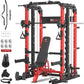 Smith Machine Home Gym with Aluminum Pulley Set- 2000lbs Capacity All-in-One Power Rack with Cable Crossover, Pull-Up Bar & Dip Station, Includes 18 Attachments, P107 Anvil