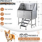 Albott 50 Inch Stainless Steel Dog Washing Station with Non-Slip Steps, Sprayer, Faucet, Soap Box – Professional Pet Bathtub for Small and Medium Pets, Use at Home, Garage, or Grooming (Right Door)