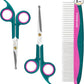 Pet Grooming Scissors Kit, Dog Grooming Shears with Stainless Steel Rounded Tip Blades for Safe Fur Trimming for Dog, Cat, Includes Pet Comb (Set of 3)