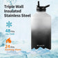 One Gallon Water Bottle Insulated, Triple Wall Vacuum Cold for 48 Hrs & Leak-proof & Non-BPA, 128oz Large Sports Stainless Steel Water Jug with Paracord Handle Straw Spout Lids & DIY Stickers