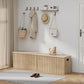 UEV Storage Bench Set of 2, 39.4" Wood Storage Trunk with 2 Safety Hinges, Sturdy Storage Chest, Fluted Storage Bench for Bedroom, Shoe Bench for Entryway, Living Room (Ivroy White)