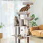Taoqimiao MS042W Cat Tree,66-inch Large Cat Tower with Scratching Posts, Luxurious Large Platform for Big Cats with Soft Hammock, Adjustable Basket, Deluxe Cat Cando, Top Perch Light Gray