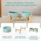 SPUNKYJUNKY Elevated Dog Bowls Ceramic, 5.1'' Dogs and Cat Food Water Bowls Raised with Non-Slip Bamboo Stand for Puppy Small Sized Breed Microwave Dishwasher Safe - 13.5 OZ,Light Green