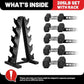 PAPABABE Hex Dumbbell Sets with Rack, 60-550lb Rubber Coated Dumbbell Weight Set and Storage Rack, Multiple Options Hand Weights for Strength Training
