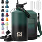 1 Gallon Water Bottle Insulated | Thickened Stainless Steel Vacuum Metal Water Jug | Portable Sports Large for Gym and Hiking with Straw, Carrier Bag, Handle Strap | BPA-Free 128 oz