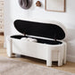 Kmax 50" Storage Ottoman Bench Modern Faux Fur Boucle Entryway Bench Comfy Upholstered End of Bed Bench for Hallway Entrance Bedroom Corner, White