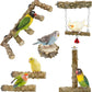BNOSDM Natural Wood Bird Ladder Perch 6Pcs Parrot Stand Branches Climbing Chewing Stick Parakeet Swing Toys Cage Accessories Paw Grinding Fork Sets for Lovebirds Cockatiels Conure Budgies