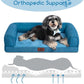 Hollypet Orthopedic Dog Bed for Medium Dogs, Supportive Foam Pet Couch with Removable Washable Cover and Non-Slip Bottom, Waterproof Lining Dog Sofa Bed, Blue, M (28 * 22.5 * 7.5)