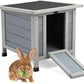 Coziwow Rabbit Hutch, Outdoor Cat House Weatherproof, Bunny Cage Indoor with Openable, Portable Small Animals Shelters with Nonslip Ramp for Hideout Rabbits/Feral Cats/Chicken/Duck/Small Animals-Gray
