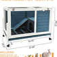 Two Floors Wooden Indoor Bunny Hutch Rabbit Cage on Wheels Guinea Pig PET House for Small to Medium Animals Waterproof No Leak Tray (M)