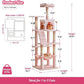 MWPO 63.8-Inch Pink Cat Tree for Indoor Cats, Multi-Level Cat Tower with Sisal-Covered Scratching Posts, Padded Platform, Hammock, Dangling Toys, Stable Cat Condo Pet Play House