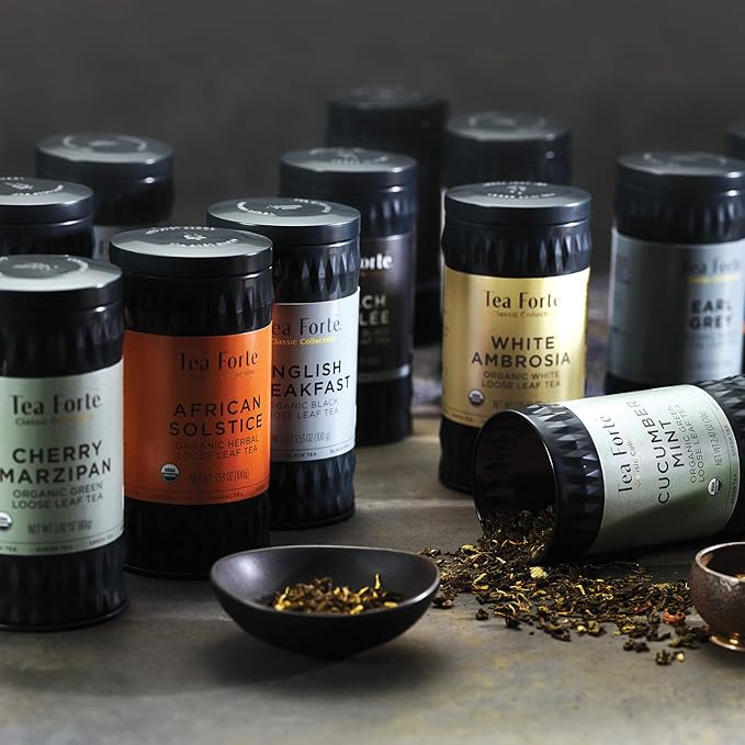 Tea Forte Blueberry Merlot Premium Organic Loose Leaf Caffeine-Free Herbal Tea Blend Canister, Makes 35-50 Cups