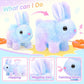 Plush Bunny Easter Toys for Kids,Interactive Bunny with Sounds,Can Walk and Wag Tail with Remote Control Leash,Easter Eggs with Surprise,Easter Birthday Gift for Toddlers