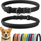 CollarDirect Rolled Leather Dog Collar, Soft Padded Round Puppy Collar, Handmade Genuine Leather Collar Dog Small Large Cat Collars 13 Colors (13-16 Inch, Black Smooth)
