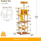 MWPO Cat Tree, 63.8-Inch Cat Tower for Indoor Cats, Multi-Level Cat Condo with 5 Scratching Posts, 2 Perches, Hammock, Dangling Toys, Yellow