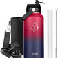BUZIO 32oz Insulated Water Bottle, Triple Wall Vacuum Stainless Steel Water Flask with Straw Lid, BPA-Free Leakproof Sports Canteen for Sports Hiking, Cold 48H & Hot 24H- Ruby Red Navy