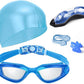 Swim Goggles Swimming Goggles No Leaking with Nose Clip, Earplugs, Swim Cap and Case for Men Women