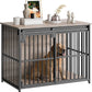 HOOBRO Dog Crate Furniture, 36.6" Heavy Duty Dog Kennel with Sliding Barn Door, Wooden Dog Cage Indoor, Decorative Side End Table for Small/Medium Dogs, Greige and Black GY162GW03G1