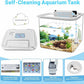 0.8 Gallon Small Fish Tank Kit, Aquarium Starter Kit with Super-Quiet Water Pump, Rain Filtration, Self Cleaning Filtration, LED Light, Easy Changing Water (White)