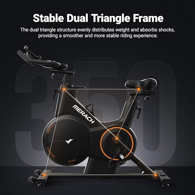 MERACH Magnetic Exercise Bike, Indoor Cycling Bike with Self-Developed App, 350 lbs Weight Capacity & 40 lbs Flywheel, Stationary Bike for Home Gym Fitness