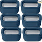 Caraway 6pc Glass Food Storage Set - 2.6 Cup Storage Containers For Food (6) - Non-Toxic Ceramic-Coated Glass - Air Release Technology - Compact & Stackable Design - Navy