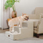 Made4Pets Dog Stairs for Small Dogs, Extra Wide Dog Steps for Bed Couch Sofa and Chair, 35D Foam Pet Steps for Small Dogs and Cats, Non-Slip Bottom Pet Stairs, Beige, 3 Steps