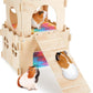 Guinea Pig Hideout, Guinea Pigs House with Stairs and Mats Extra Large Guinea Piggy Castle Detachable Hideouts for Small Animals Wooden Guinea Pig Habitats with Multiple Doors and Windows