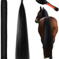 Zeyune 3 Pcs Horse Tail Extensions Set with Braided Horsehair Loop Include Ponytail Comb and Storage Bag, Natural Black for Equestrian Competitions, Horse Shows, Daily Grooming(28-30inch,3/8 lb)