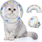 Breathable Air Mesh Cat Cone Collar Soft to Stop Licking, Adjustable, Foldable Lightweight Kitten Cones After Surgery Recovery for Cats & Kittens (Flower,L)