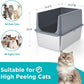 LIHONG Stainless Steel Litter Box with Lid, XL Metal Cat Box for Indoor Cats, Enclosure Cat Litter Pan for Large Cats, Non-Sticky Large Kitty Litter Box, Anti-Leakage, 23.5" X 15.5" X 16"