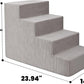 MEWANG Dog Stairs for Small & Medium Dogs and Old Cats –3/4/ 5 Steps High-Density Foam Pet Ramp for Bed & Couch, Non-Slip, Washable Cover, Grey (Square Corner, 4 Steps: 23.94''×18.27''×14.96'', 2)
