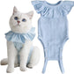 Cat Recovery Suit for Abdominal Wounds and Skin Diseases, Breathable Surgical Recovery Shirt After Surgery Wear Anti Licking Wounds,E-Collar Alternative for Cats Pet Kitten(RSC01-blue-l)