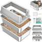 Stainless Steel Sifting Litter Box with Lid, Metal Litter Pan with Scoop for Big Cats Multi Cat, Extra Large Cats Litterbox Odor Control Easy Clean (24 * 16 * 12inch-with Enclosure, X-Large)