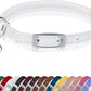 OOPSDOGGY Rolled Leather Cat Collar with Bell, Reflective Kitten Collars with Buckle Include Safety Elastic Strap - Adjustable Small Pet Collars for Boy Girl Cats (White)